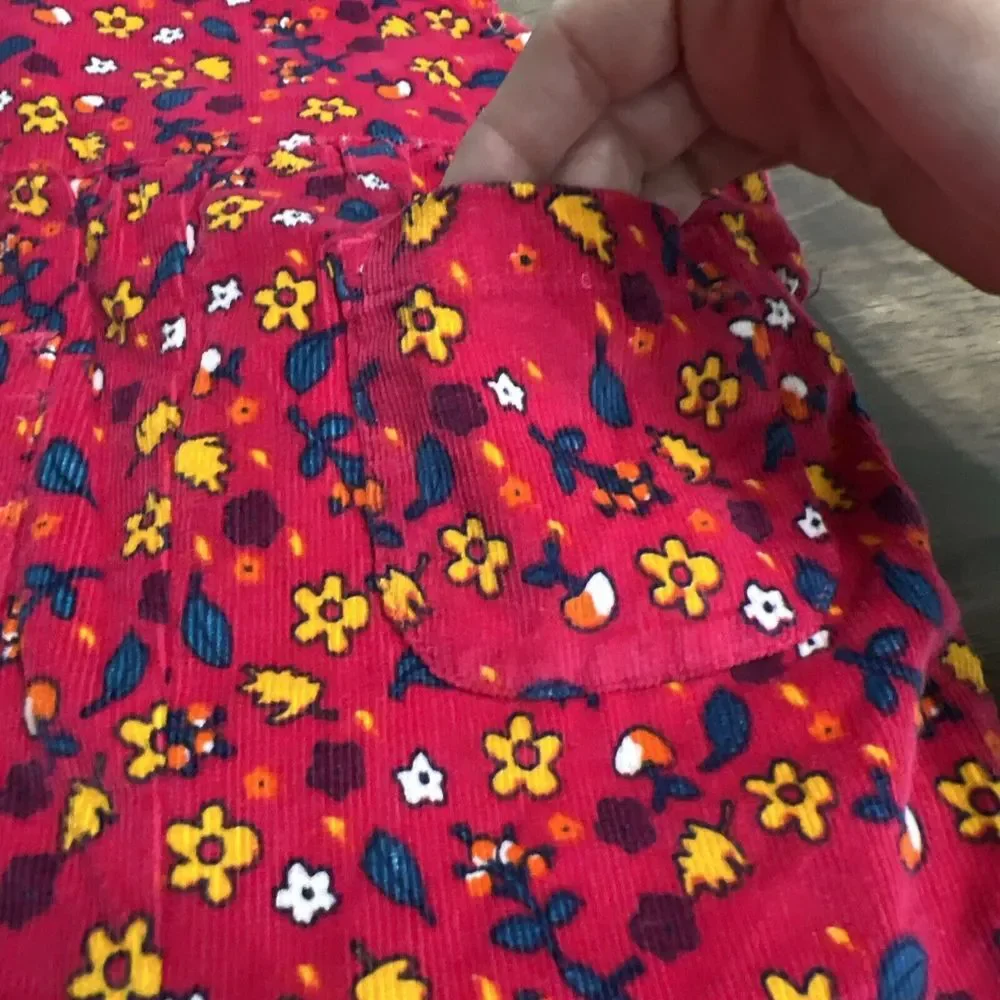 Vintage Little North West Blue Overalls Corduroy Floral Flowers‎ Pink 0-6 Months